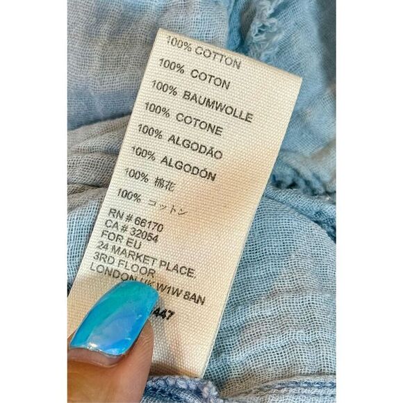 Free People Full Of Light Cotton Tie-Front Light Blue Shirt Women's Small - Picture 6 of 10